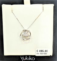 Necklace Yukiko Woman in White Gold Diamante 0.07 Ct KCLD3324K